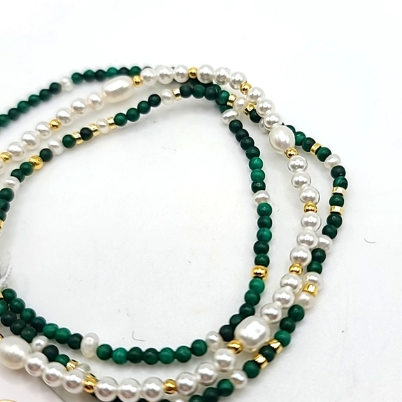 Gorjana Phoebe Pearl & Malachite Bracelet Set - Picture 5 of 6